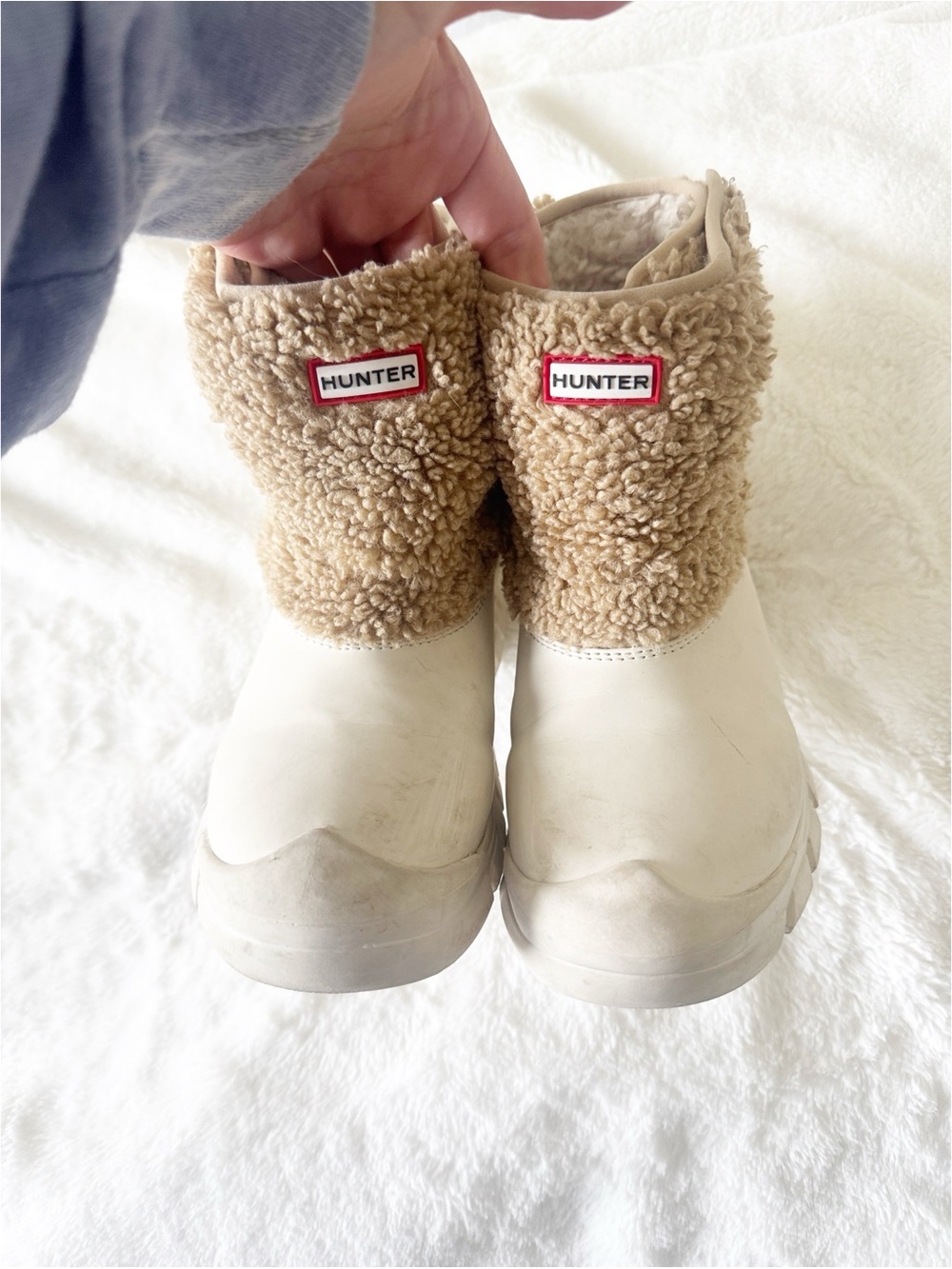 Hunter kids Intrepid Strap Boucle Snow Boots, Tan/White Willow size 2